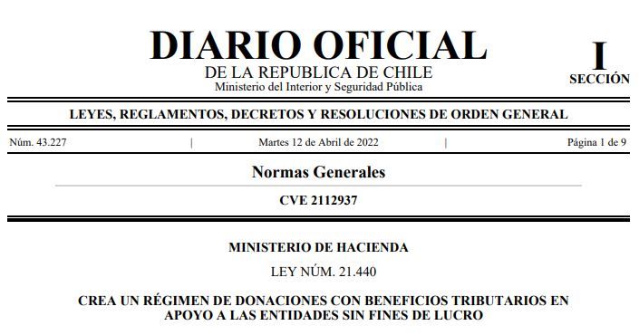 SE OFICIALIZA LEY QUE CREA UN RÉGIMEN DE DONACIONES CON BENEFICIOS TRIBUTARIOS EN APOYO A LAS ENTIDADES SIN FINES DE LUCRO